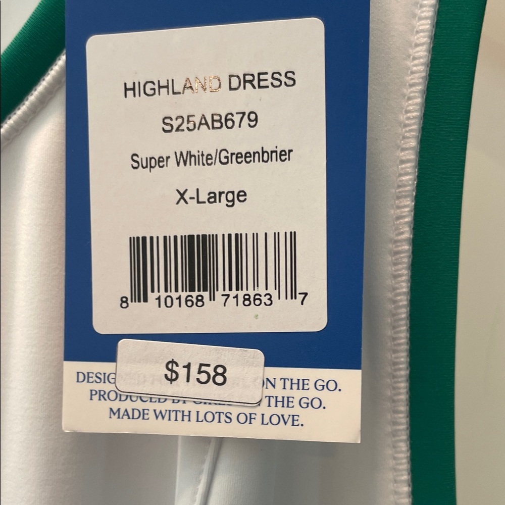 Highland Dress in White and Green - XL